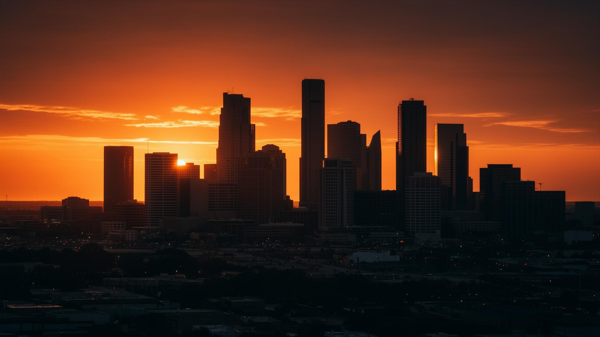 Houston Texas skyline at dusk